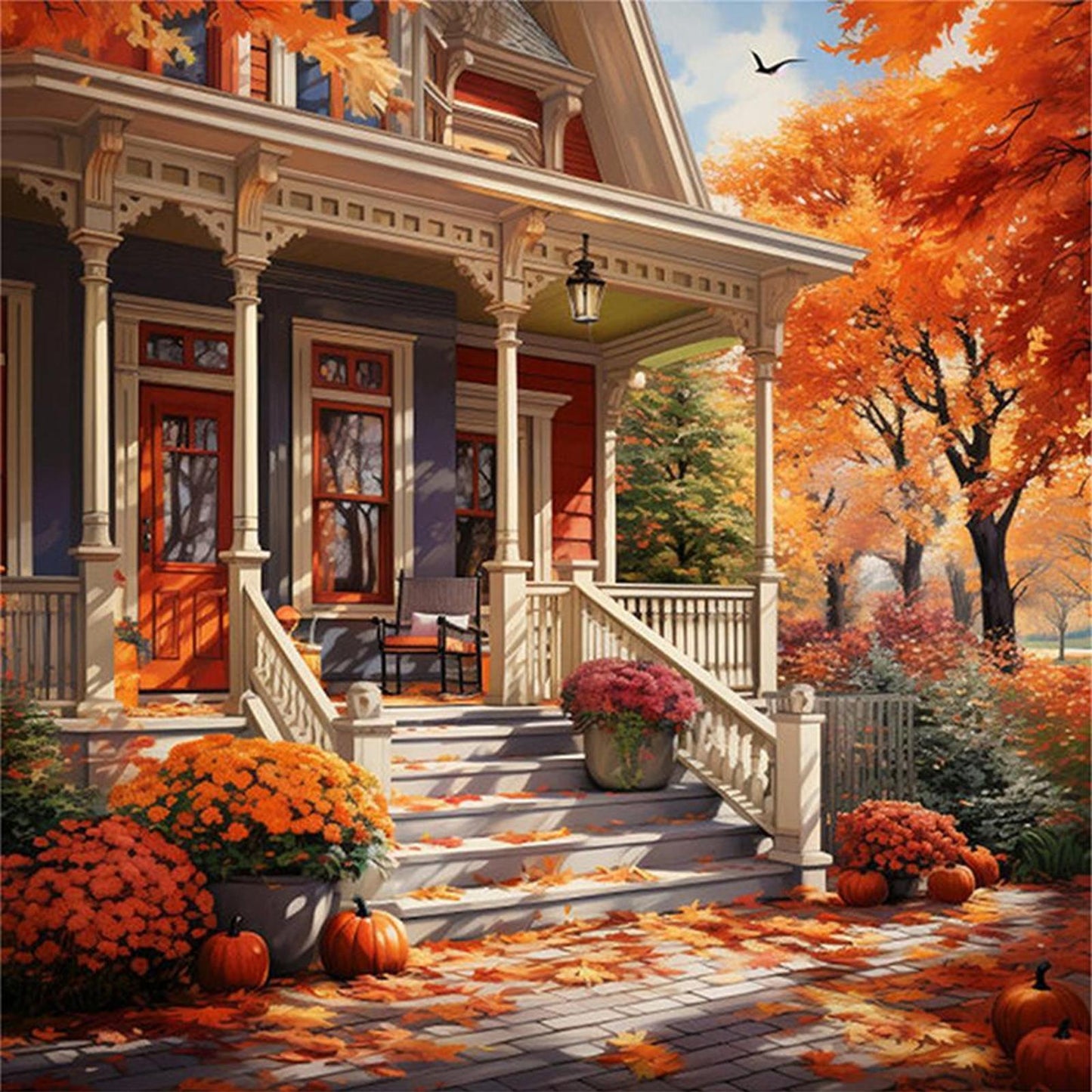 Autumn Scenery - Full 14CT Counted Cross Stitch 50x50CM - Huacan