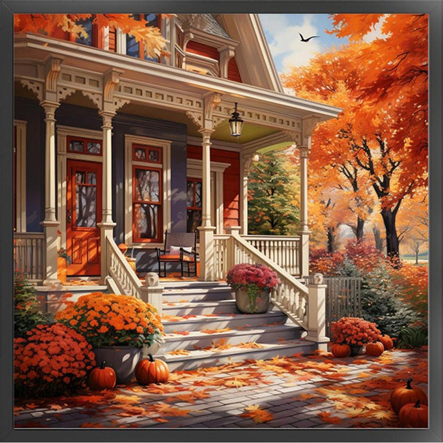 Autumn Scenery - Full 14CT Counted Cross Stitch 50x50CM - Huacan