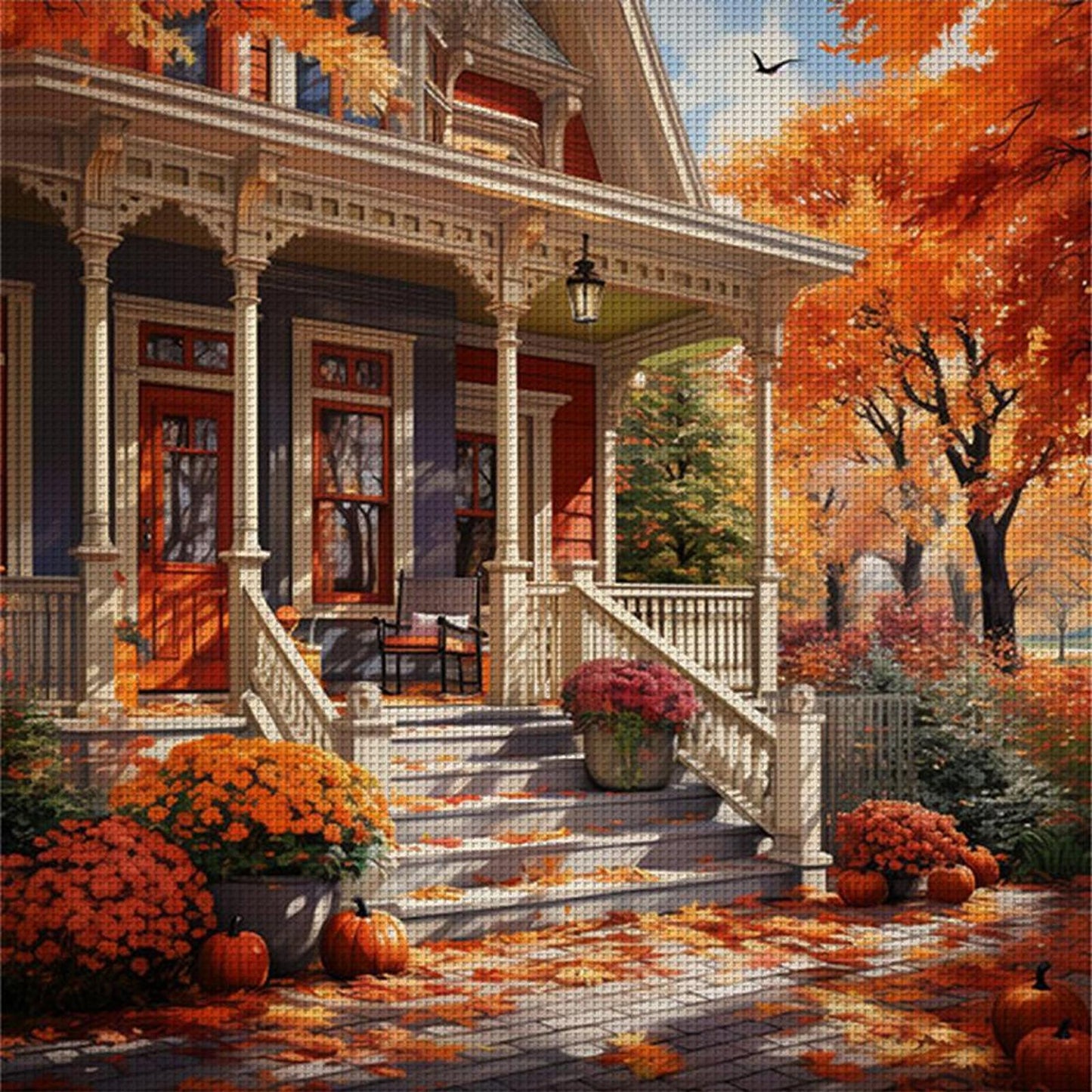 Autumn Scenery - Full 14CT Counted Cross Stitch 50x50CM - Huacan
