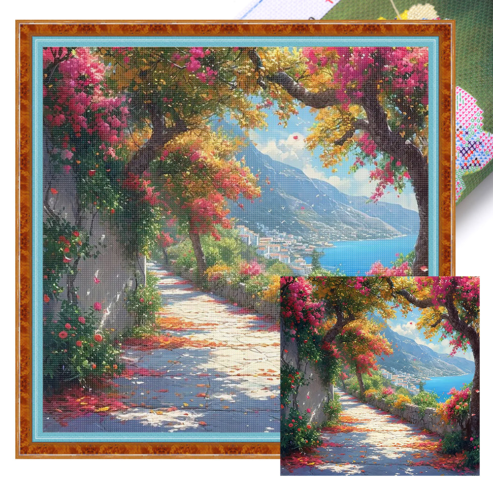 Seaside town-50*50CM  18CT Stamped Cross Stitch
