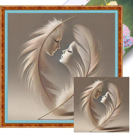 Dancing Girl With Love Pattern - Full 11CT Stamped Cross Stitch 45x45CM - Huacan