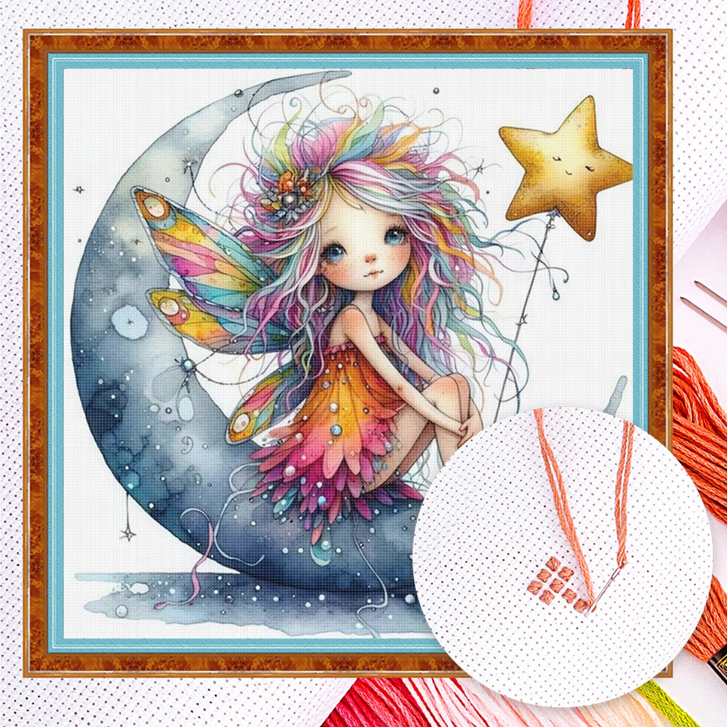 Eccentric Girl - Full 18CT Counted Cross Stitch 40x40CM - Huacan
