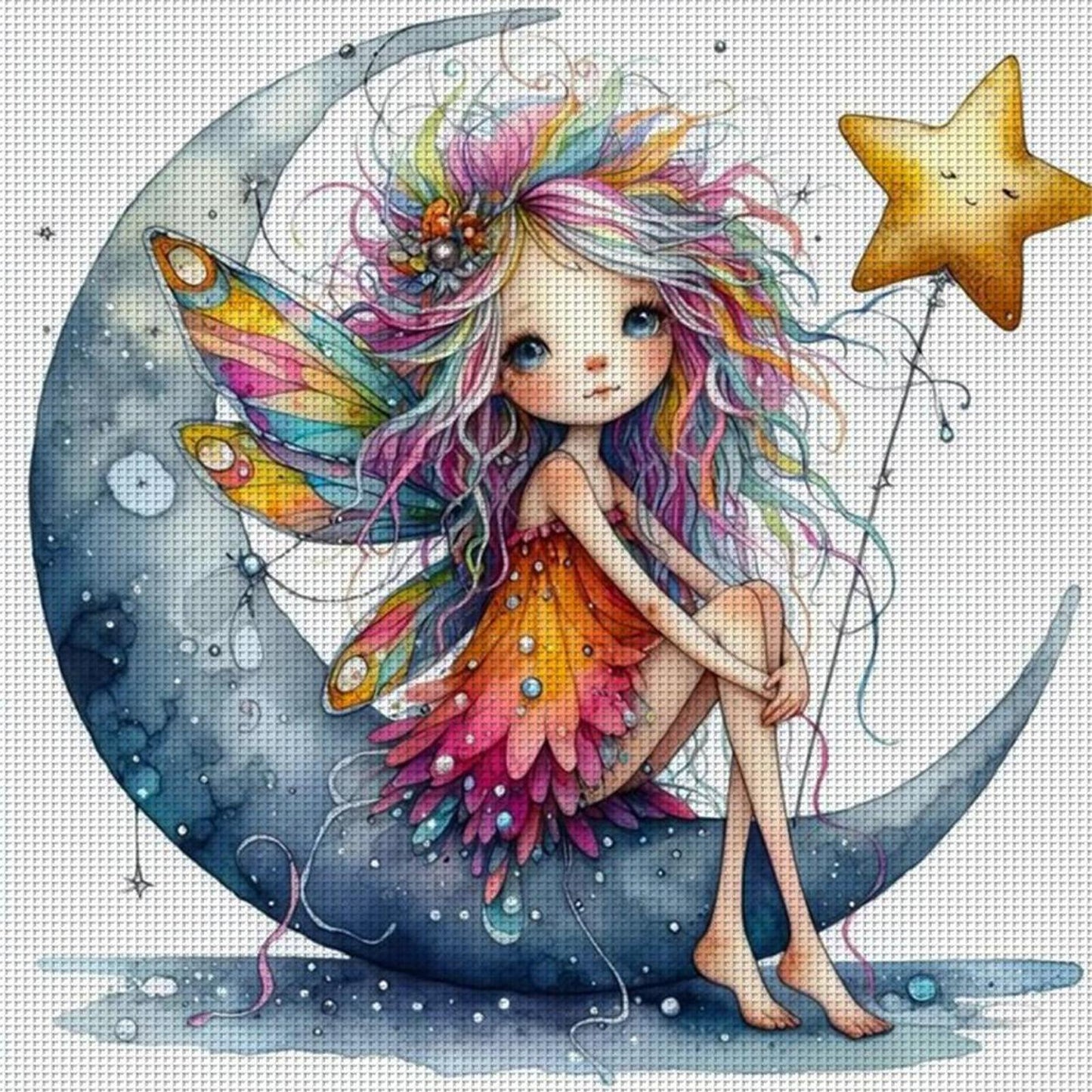 Eccentric Girl - Full 18CT Counted Cross Stitch 40x40CM - Huacan