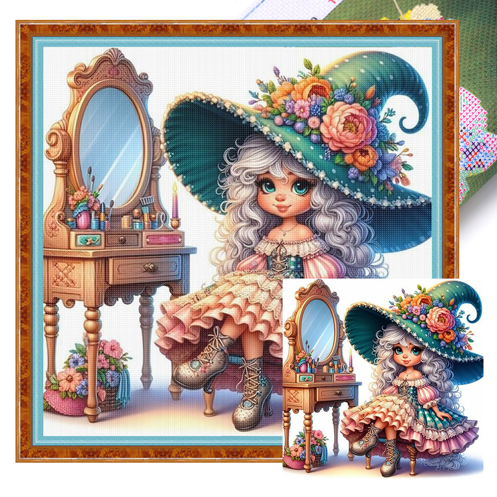 Witch-18CT Stamped Cross Stitch 40*40CM