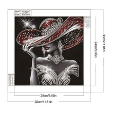 Load image into Gallery viewer, Elegant Lady In A Top Hat-Woman 30*30CM(Canvas) Partial Special Shaped Drill Diamond Painting
