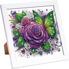 Load image into Gallery viewer, Rose Butterfly 18*18CM(Canvas) Partial Special Shaped Drill Diamond Painting
