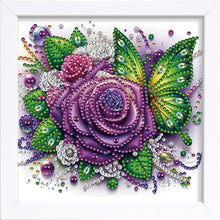 Load image into Gallery viewer, Rose Butterfly 18*18CM(Canvas) Partial Special Shaped Drill Diamond Painting
