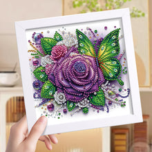 Load image into Gallery viewer, Rose Butterfly 18*18CM(Canvas) Partial Special Shaped Drill Diamond Painting
