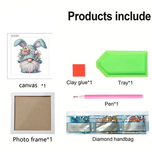 Rabbit Ear Gnome 18*18CM(Canvas) Partial Special Shaped Drill Diamond Painting