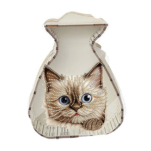 Acrylic Wooden Cat DIY Money Storage Box Diamond Art Decors for Adults Beginners