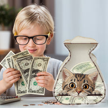 Load image into Gallery viewer, Acrylic Wooden Cat DIY Money Storage Box Diamond Art Decors for Adults Beginners
