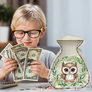 Acrylic Wooden Cat DIY Money Storage Box Diamond Art Decors for Adults Beginners