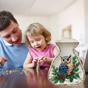 Acrylic Wooden Cat DIY Money Storage Box Diamond Art Decors for Adults Beginners