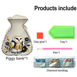 Acrylic Wooden Cat DIY Money Storage Box Diamond Art Decors for Adults Beginners