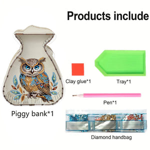 Acrylic Wooden Cat DIY Money Storage Box Diamond Art Decors for Adults Beginners