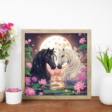 Load image into Gallery viewer, Black Horse White Horse 30*30CM(Canvas) Partial Special Shaped Drill Diamond Painting
