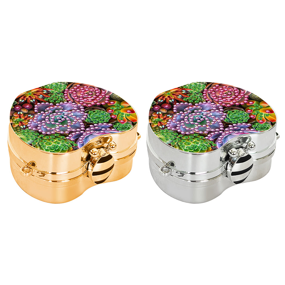 2Pcs Succulent Diamond Art Storage Case Rhinestone Jewelry Box 5D Diy Coin Purse
