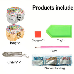 2Pcs Succulent Diamond Art Storage Case Rhinestone Jewelry Box 5D Diy Coin Purse