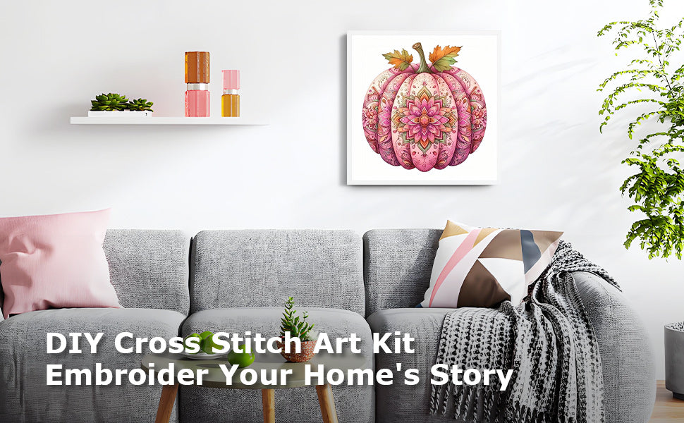 Mandala Pumpkin - Full 14CT Counted Cross Stitch 40x40CM - Yishu
