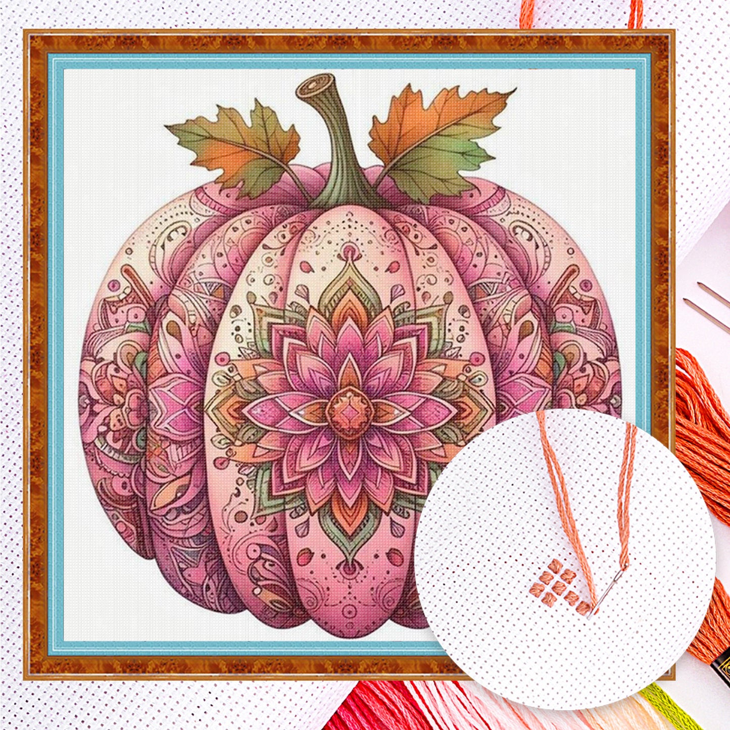 Mandala Pumpkin - Full 14CT Counted Cross Stitch 40x40CM - Yishu