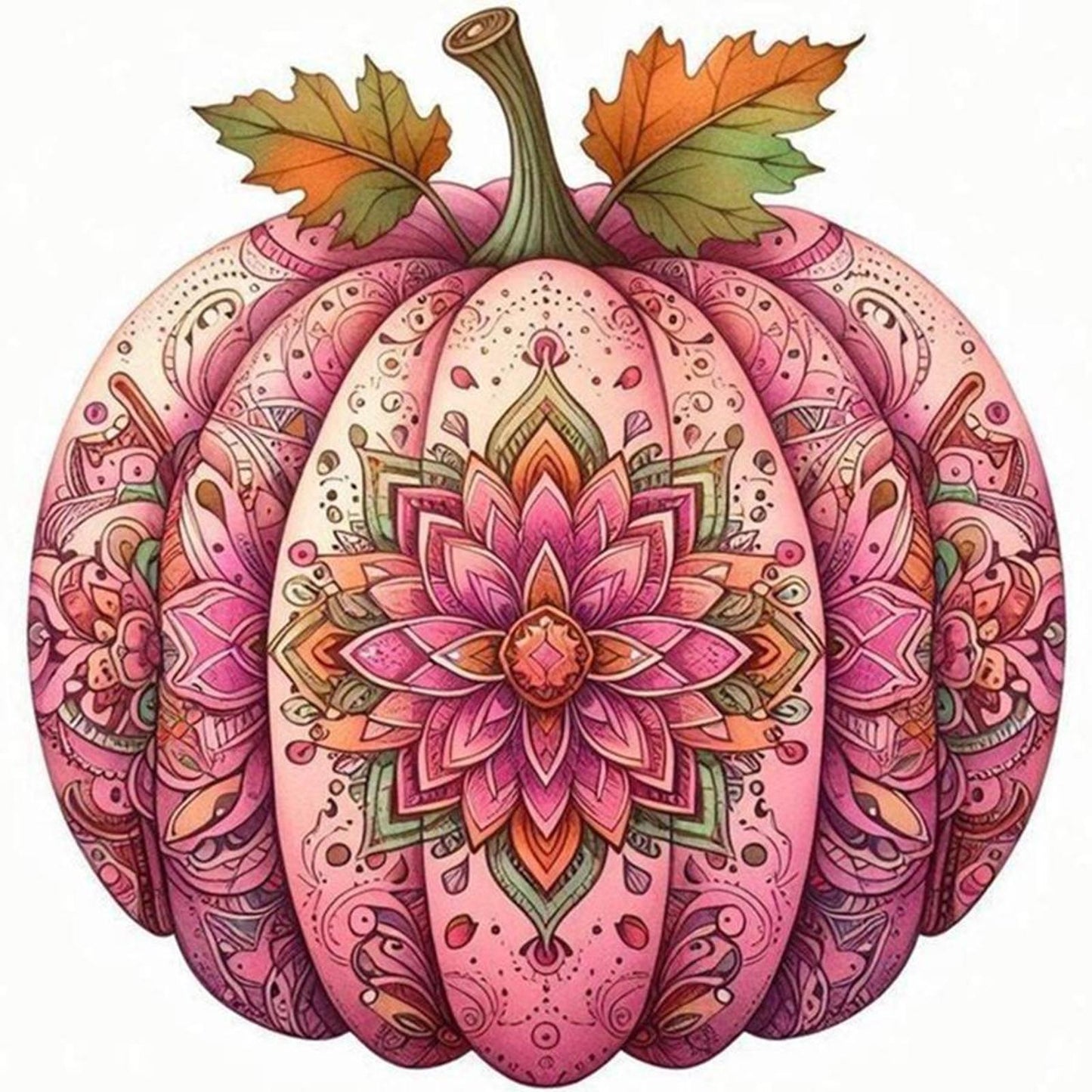 Mandala Pumpkin - Full 14CT Counted Cross Stitch 40x40CM - Yishu
