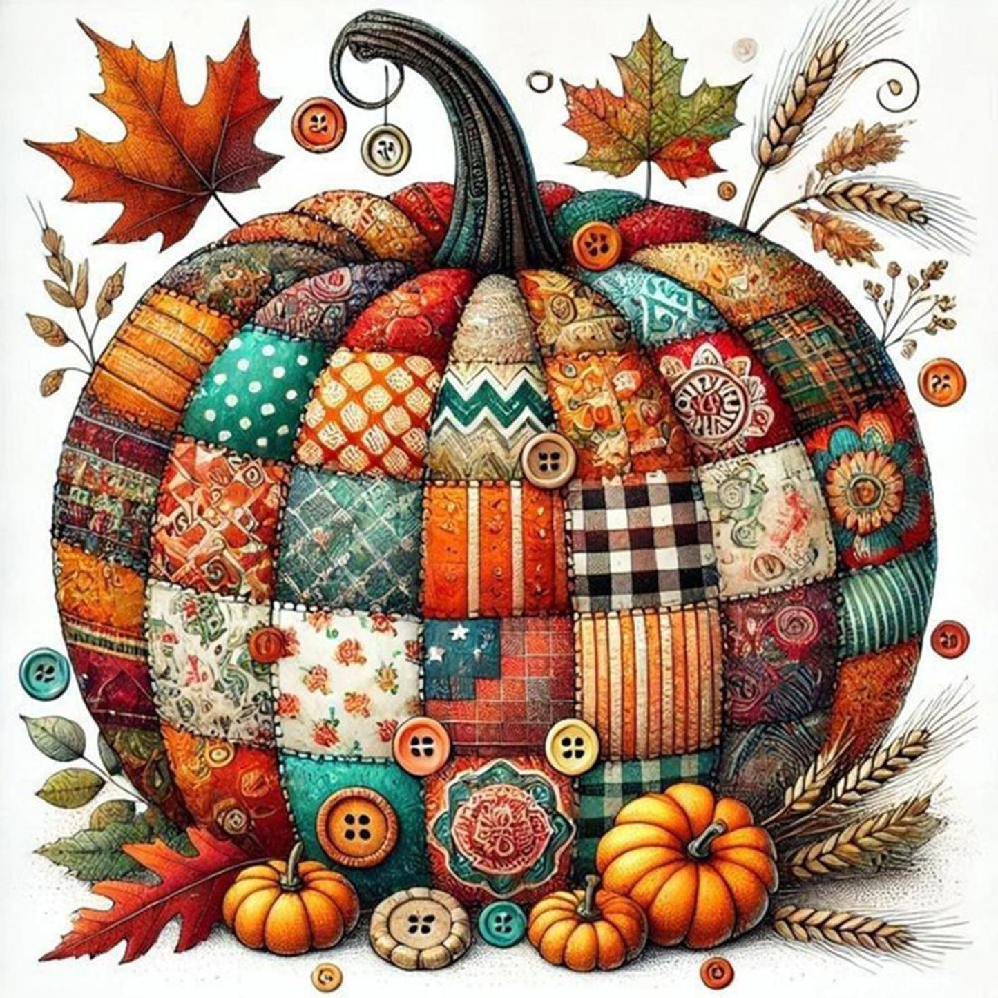 Colorful Spliced Pumpkin - Full 14CT Counted Cross Stitch 40x40CM - Yishu