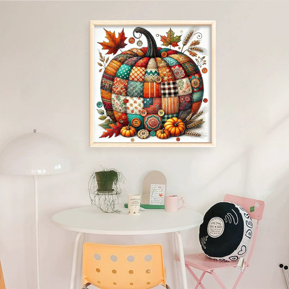 Colorful Spliced Pumpkin - Full 14CT Counted Cross Stitch 40x40CM - Yishu