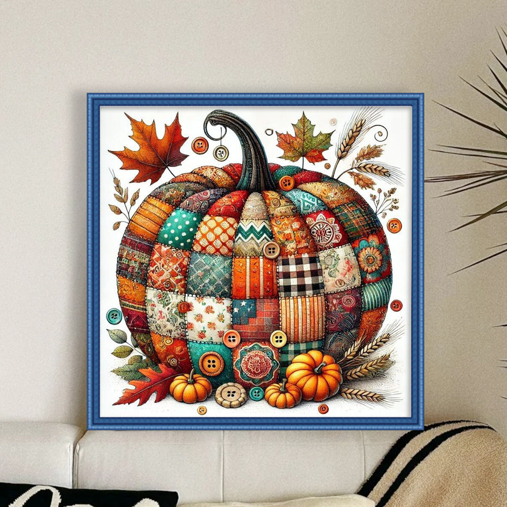Colorful Spliced Pumpkin - Full 14CT Counted Cross Stitch 40x40CM - Yishu