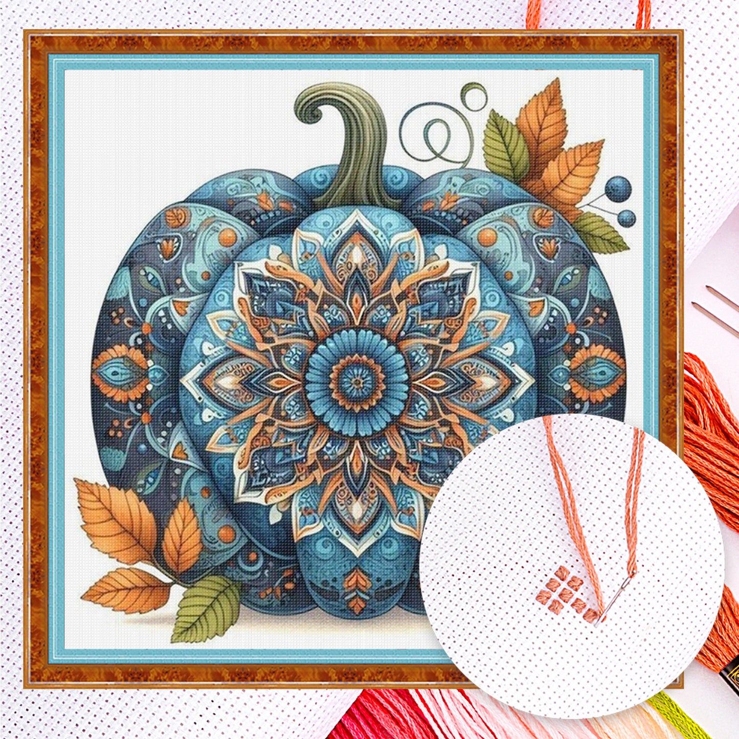 Mandala Pumpkin - Full 14CT Counted Cross Stitch 40x40CM - Yishu