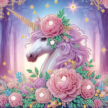 Load image into Gallery viewer, Flower Unicorn 30*30CM(Canvas) Partial Special Shaped Drill Diamond Painting
