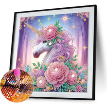 Load image into Gallery viewer, Flower Unicorn 30*30CM(Canvas) Partial Special Shaped Drill Diamond Painting
