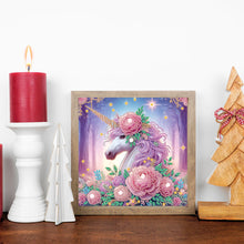 Load image into Gallery viewer, Flower Unicorn 30*30CM(Canvas) Partial Special Shaped Drill Diamond Painting
