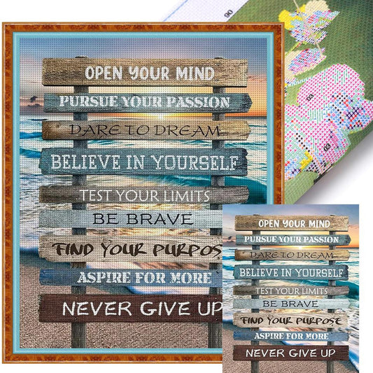 Seaside Signboard - Full 11CT Stamped Cross Stitch 40x50CM - Huacan