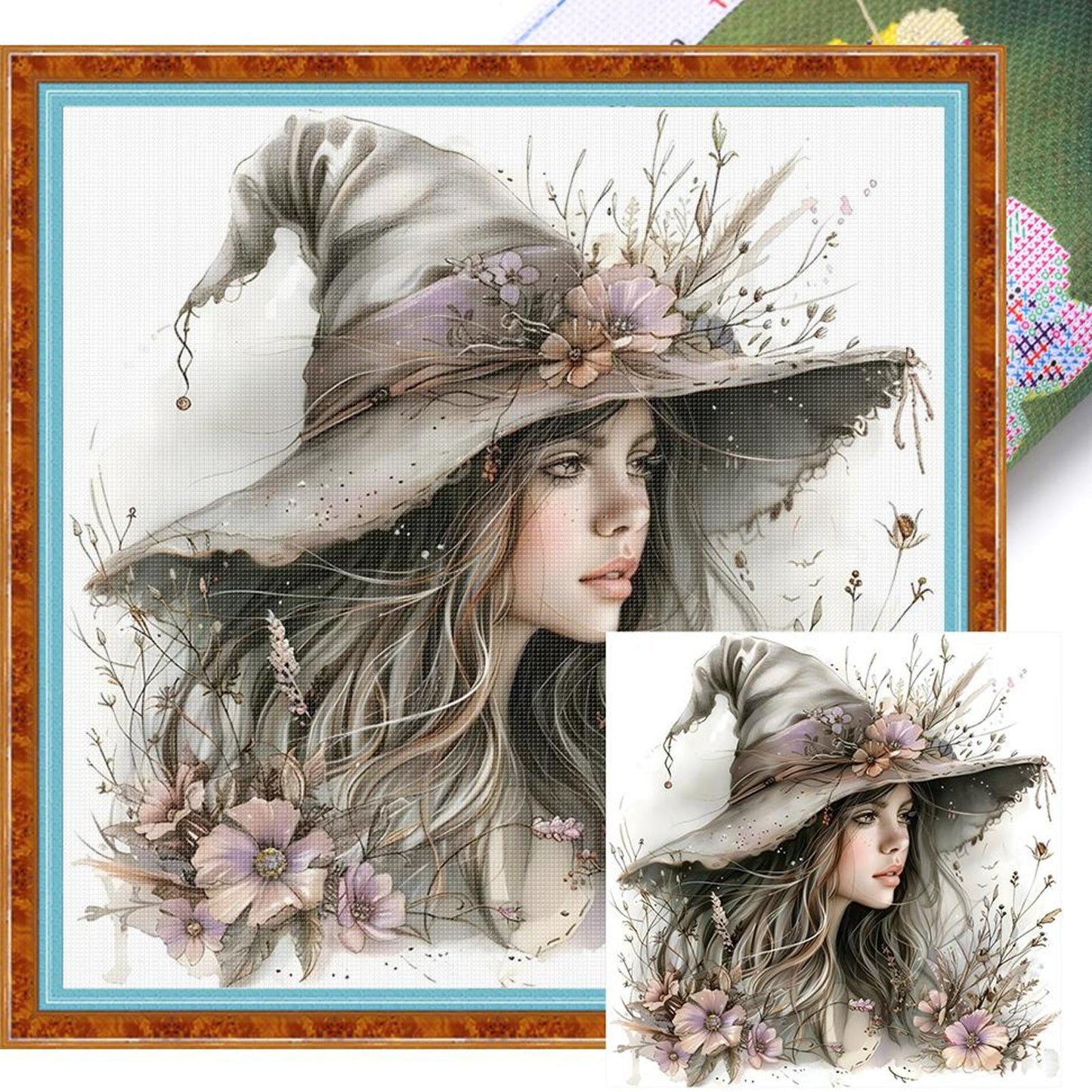 Halloween Witch - Full 11CT Stamped Cross Stitch 40x40CM - Huacan