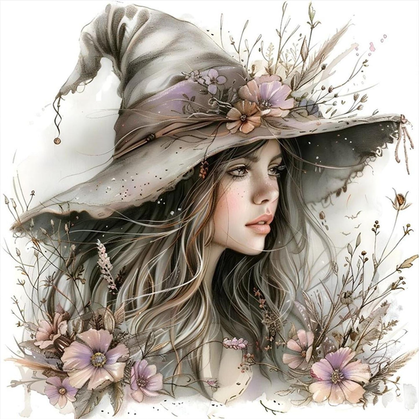 Halloween Witch - Full 11CT Stamped Cross Stitch 40x40CM - Huacan