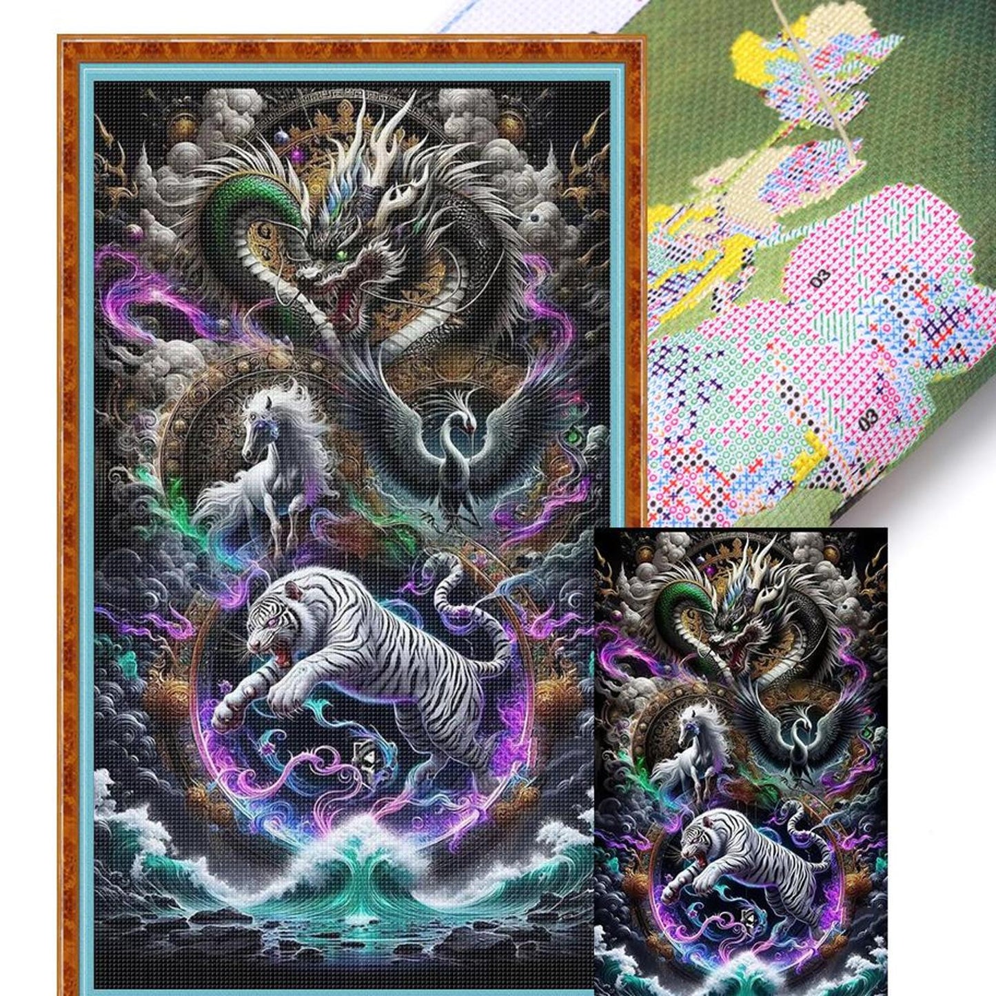 Animal Family - Full 11CT Stamped Cross Stitch 40x70CM - Huacan