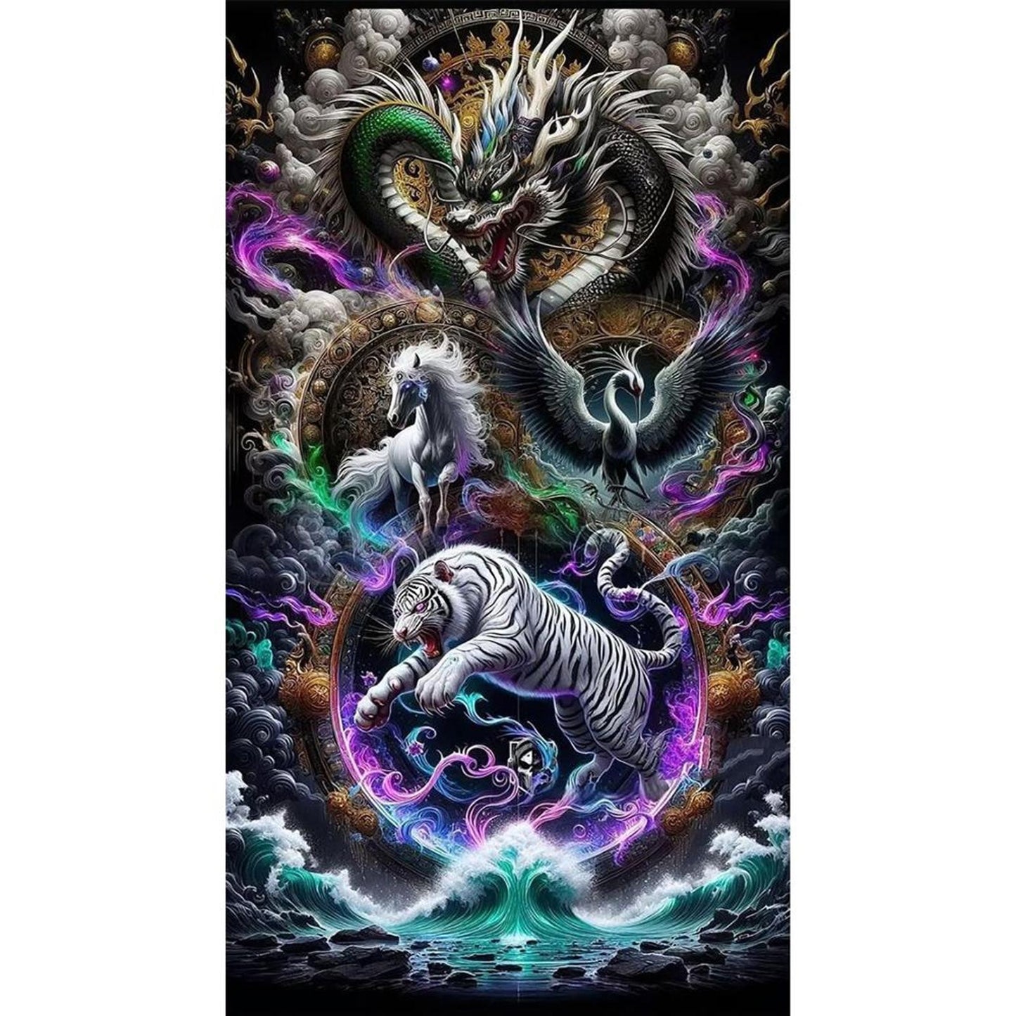 Animal Family - Full 11CT Stamped Cross Stitch 40x70CM - Huacan