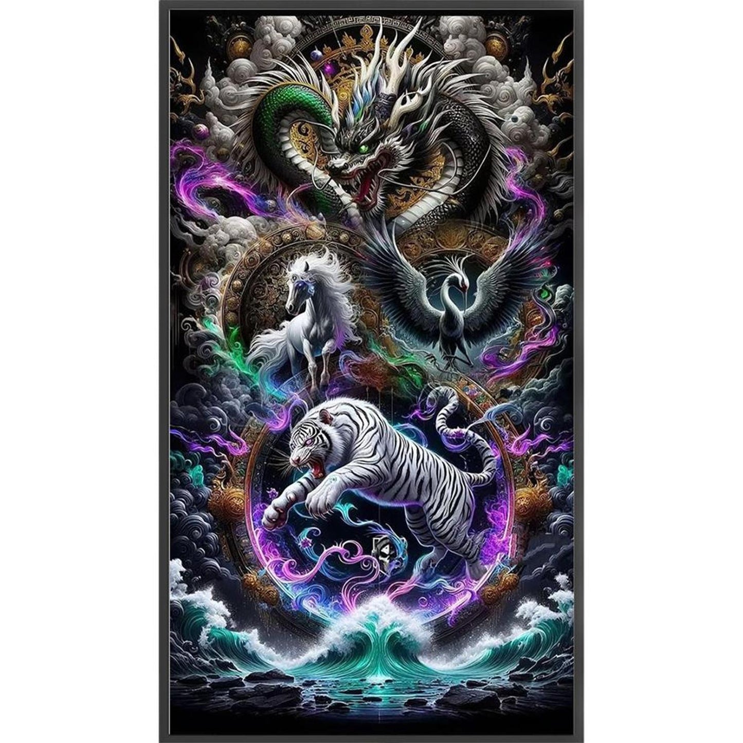 Animal Family - Full 11CT Stamped Cross Stitch 40x70CM - Huacan