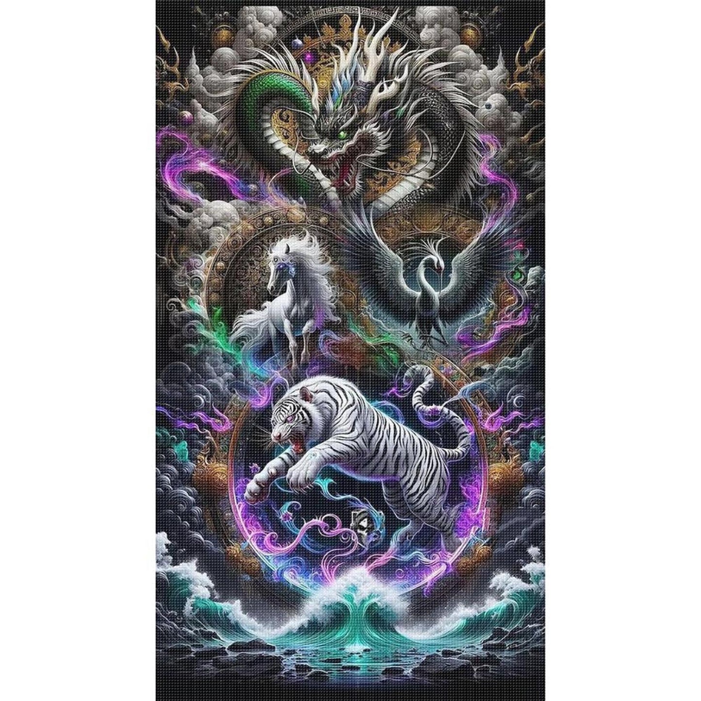 Animal Family - Full 11CT Stamped Cross Stitch 40x70CM - Huacan
