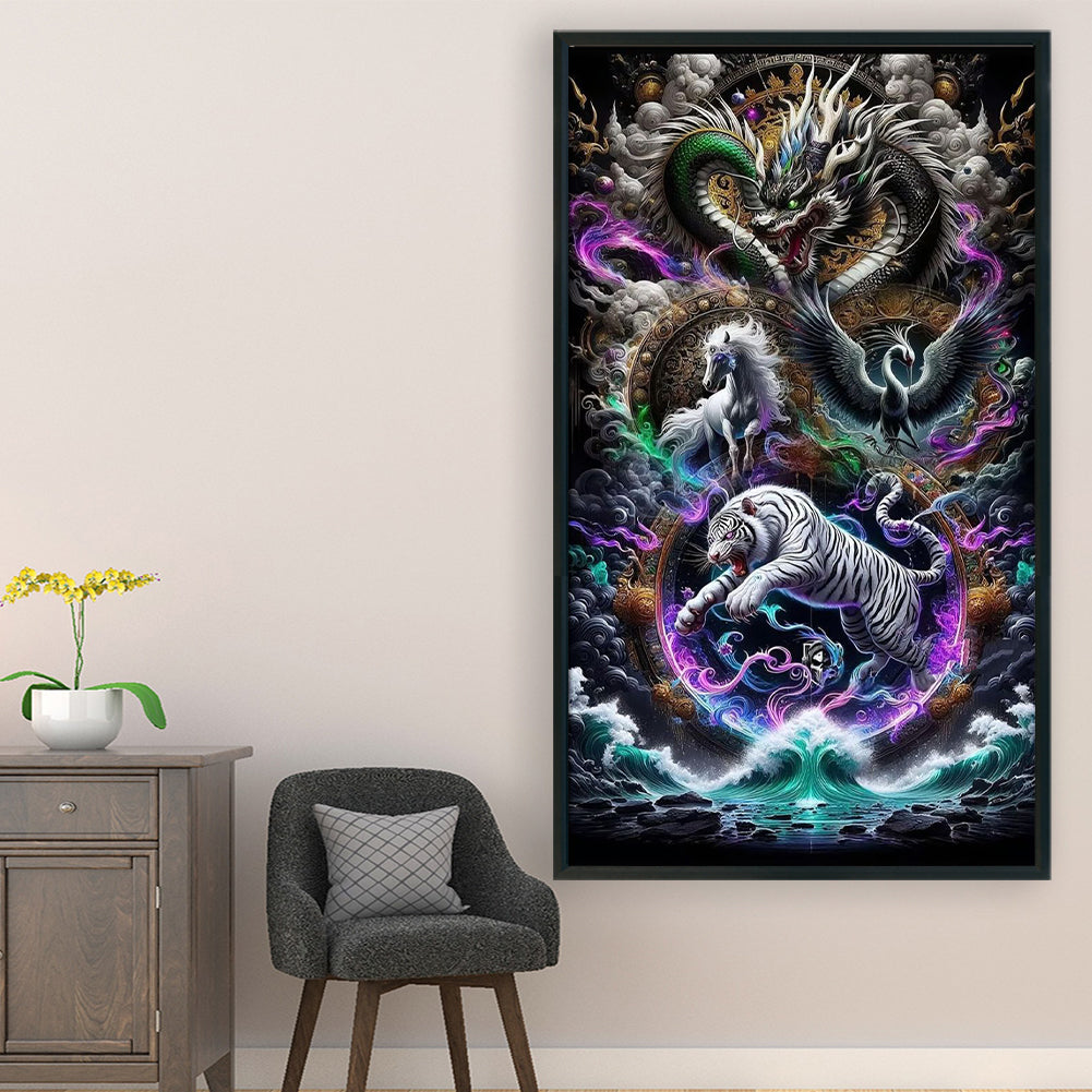Animal Family - Full 11CT Stamped Cross Stitch 40x70CM - Huacan