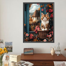 Load image into Gallery viewer, Window Cat 40*50CM(Canvas) Full Round Drill Diamond Painting
