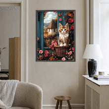 Load image into Gallery viewer, Window Cat 40*50CM(Canvas) Full Round Drill Diamond Painting
