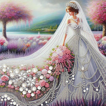 Load image into Gallery viewer, Wedding Dress Girl 30*30CM(Canvas) Partial Special Shaped Drill Diamond Painting

