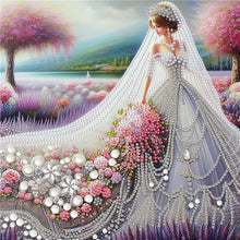 Load image into Gallery viewer, Wedding Dress Girl 30*30CM(Canvas) Partial Special Shaped Drill Diamond Painting
