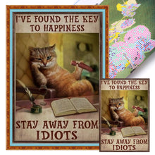 Load image into Gallery viewer, Vintage poster-reading cat-11CT Stamped Cross Stitch 40*60CM
