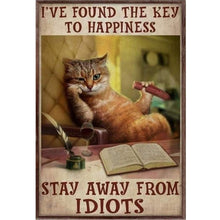 Load image into Gallery viewer, Vintage poster-reading cat-11CT Stamped Cross Stitch 40*60CM
