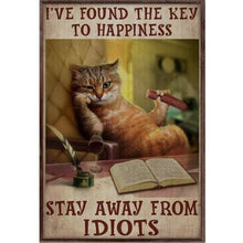 Load image into Gallery viewer, Vintage poster-reading cat-11CT Stamped Cross Stitch 40*60CM
