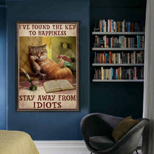 Load image into Gallery viewer, Vintage poster-reading cat-11CT Stamped Cross Stitch 40*60CM
