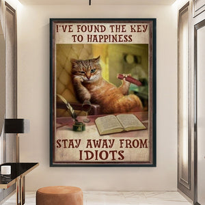 Vintage poster-reading cat-11CT Stamped Cross Stitch 40*60CM