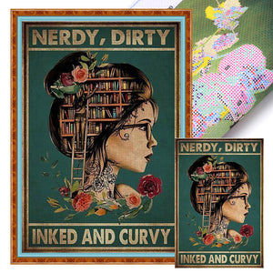 Vintage poster-silhouette girl-11CT Stamped Cross Stitch 40*60CM